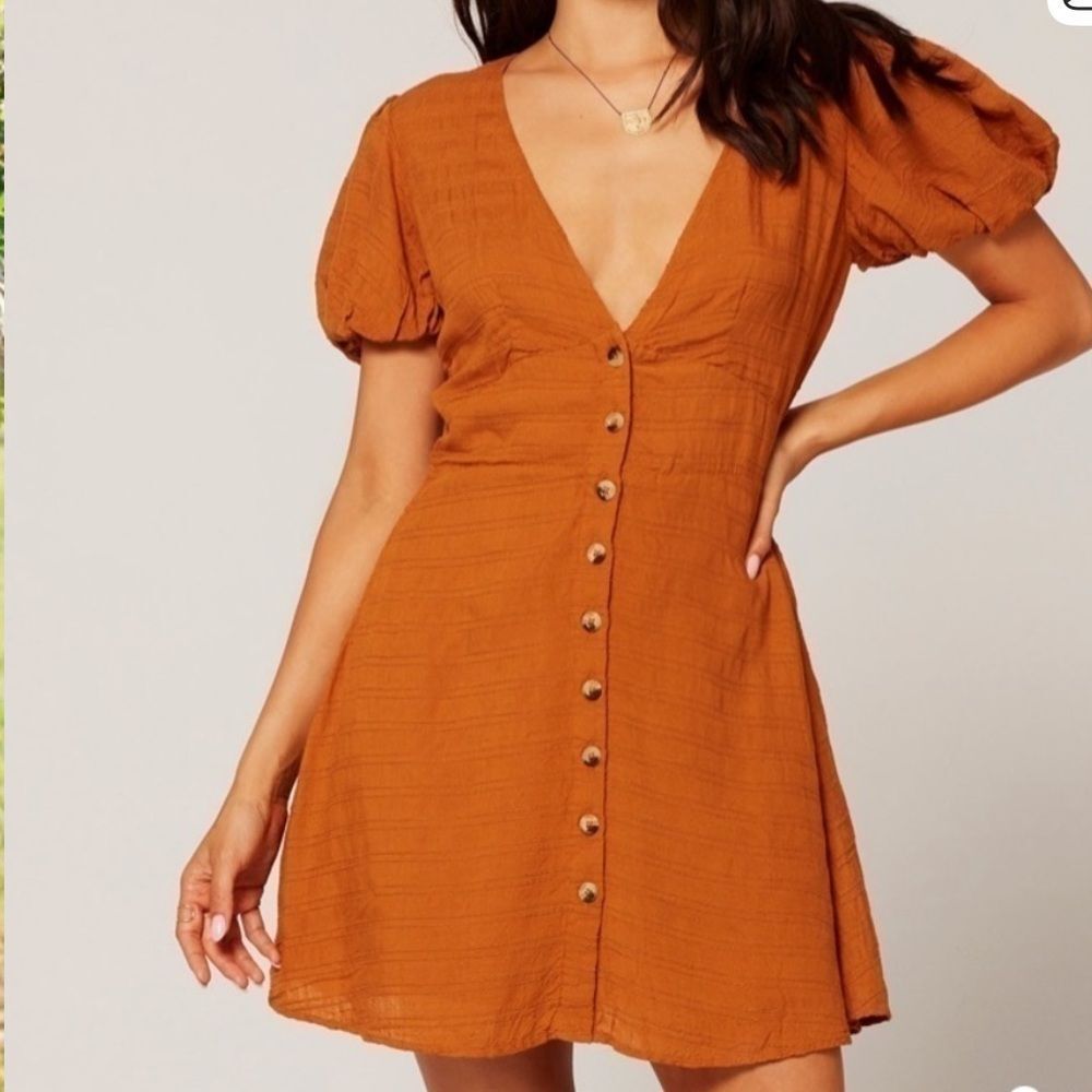 L*Space Hazelnut Brown Sabrina Mini Dress Button Down Size Small